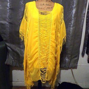 Mustard Yellow Boho Tunic/Cover-up with tank underneath